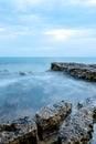 Nautical background with a rocky seashore Royalty Free Stock Photo