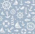 Nautical background, seamless, gray, vector.