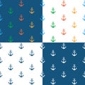 Nautical background seamless pattern with anchor