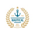 Nautical badge logo design. Best cruise sign. Marine emblem. Royalty Free Stock Photo
