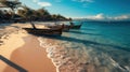 Nautical Bliss. Rustic Boats at Rest in a Breathtaking Tropical Utopia. Generative AI Royalty Free Stock Photo