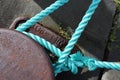 Nautical Rope Tied on Old Metal Aqua