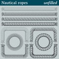 Nautical ropes, vector brushes unfilled