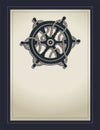 Nautical card old paper template blank with rudder and rope Royalty Free Stock Photo