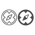 Nautical compass line and solid icon, marine navigation concept. Vector graphics. Compass tool, wayfinding sign on white