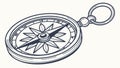 Nautical Compass with Compass Rose, Classic Navigation Tool, vector design Generative AI Royalty Free Stock Photo