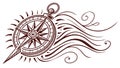 Nautical Compass Rose with Swirling Lines, vector design Generative AI Royalty Free Stock Photo