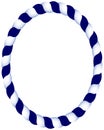 Nautical Cord or rope oval border in blue and white gradient as vector on an isolated white background. Royalty Free Stock Photo