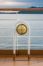 Nautical cruise ship deck lighting metal and brass exterior fixture.