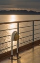 Nautical cruise ship deck lighting metal and brass exterior fixture.