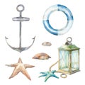 Nautical watercolor decor Royalty Free Stock Photo