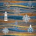 Nautical decoration - waves decoration - seamless background