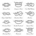 Nautical decorative rope knots, set with names Royalty Free Stock Photo