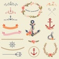 Nautical cartoon clip-art collection. Vector icons set