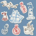 Nautical doodles on Torn Paper