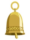 Nautical element bell or ringing. Sea vintage marine item isolated. Old-fashioned watercolor painting. Decorative vector