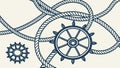 Nautical Elements Design: Ship Wheel, Rope, and Gear Pattern, vector design Generative AI Royalty Free Stock Photo
