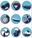 Nautical elements II icons in knotted circle