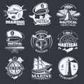 Nautical Emblem Set On Black Royalty Free Stock Photo