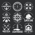 Nautical Emblem Set On Black Royalty Free Stock Photo