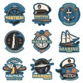 Nautical Emblem Set In Color Royalty Free Stock Photo