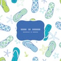 Nautical flip flops blue and green frame seamless Royalty Free Stock Photo