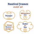 Nautical frames set. Ropes swirls. Decorative vector knots. Ornamental decor elements with rope. design.