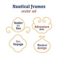 Nautical frames set. Ropes swirls. Decorative vector knots. Ornamental decor elements with rope. . Royalty Free Stock Photo