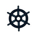 Nautical helm isolated on white. Ship and boat steering wheel sign. Boat wheel control icon. Rudder label. Royalty Free Stock Photo