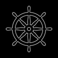 Nautical helm. Ship and boat steering wheel sign. Boat wheel control icon. Rudder label