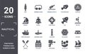 nautical icon set. include creative elements as knot, sailor cap, fish, lighthouse, life jacket, ferry facing right filled icons