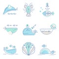 Nautical icon set, minimalistic flat design with thin strokes Royalty Free Stock Photo