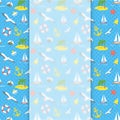 Nautical Icons background with blurred banner