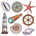 Nautical illustrations set.