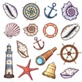 Nautical illustrations set.