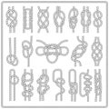 Nautical knot. Marine rope borders with knots, navy tying frames vector Royalty Free Stock Photo