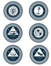 Nautical labels with marine symbols