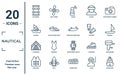 nautical linear icon set. includes thin line big barrel, caravel, afterdeck, lifejacket, cruise ship, roofless speed boat, boat Royalty Free Stock Photo