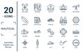 nautical linear icon set. includes thin line double paddle, surfboard, ship engine, compass, shark, cruise ship, frigate icons for