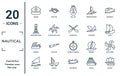 nautical linear icon set. includes thin line marine, smeatons tower, gunboat, felucca, caravel, seaworthy, boat screw icons for