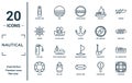 nautical linear icon set. includes thin line oxygen tank, rudder, air tank, buoys, lifesaver, marine, oil tanker ship icons for