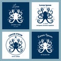 Nautical logo emblem with octopus