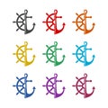 Nautical Logo icon, color set Royalty Free Stock Photo