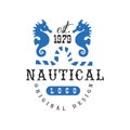 Nautical logo original design est 1979, retro badge for nautical school, sport club, business identity, print products