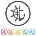 Nautical Logo ring icon, color set Royalty Free Stock Photo