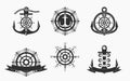 Nautical Logos Templates Set. Vector object and Icons for Marine Labels, Sea Badges, Anchor Logos Design, Emblems Graphics, sides