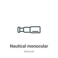 Nautical monocular outline vector icon. Thin line black nautical monocular icon, flat vector simple element illustration from