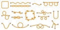 Nautical navy rope. Marine yacht decorative cordage knots, nautical knots, sea boat cord divider and marine ropes vector