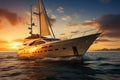 Nautical opulence a luxury yacht cruises in golden serenity as the sun sets