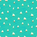 Nautical pattern with small boats on waves